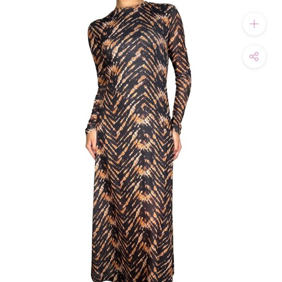 Topshop Dresses & Skirts - Topshop Tie-Dye Mesh Dress Sheer Sleeves Bodycon Whimsigoth Wicked Indie Size 2